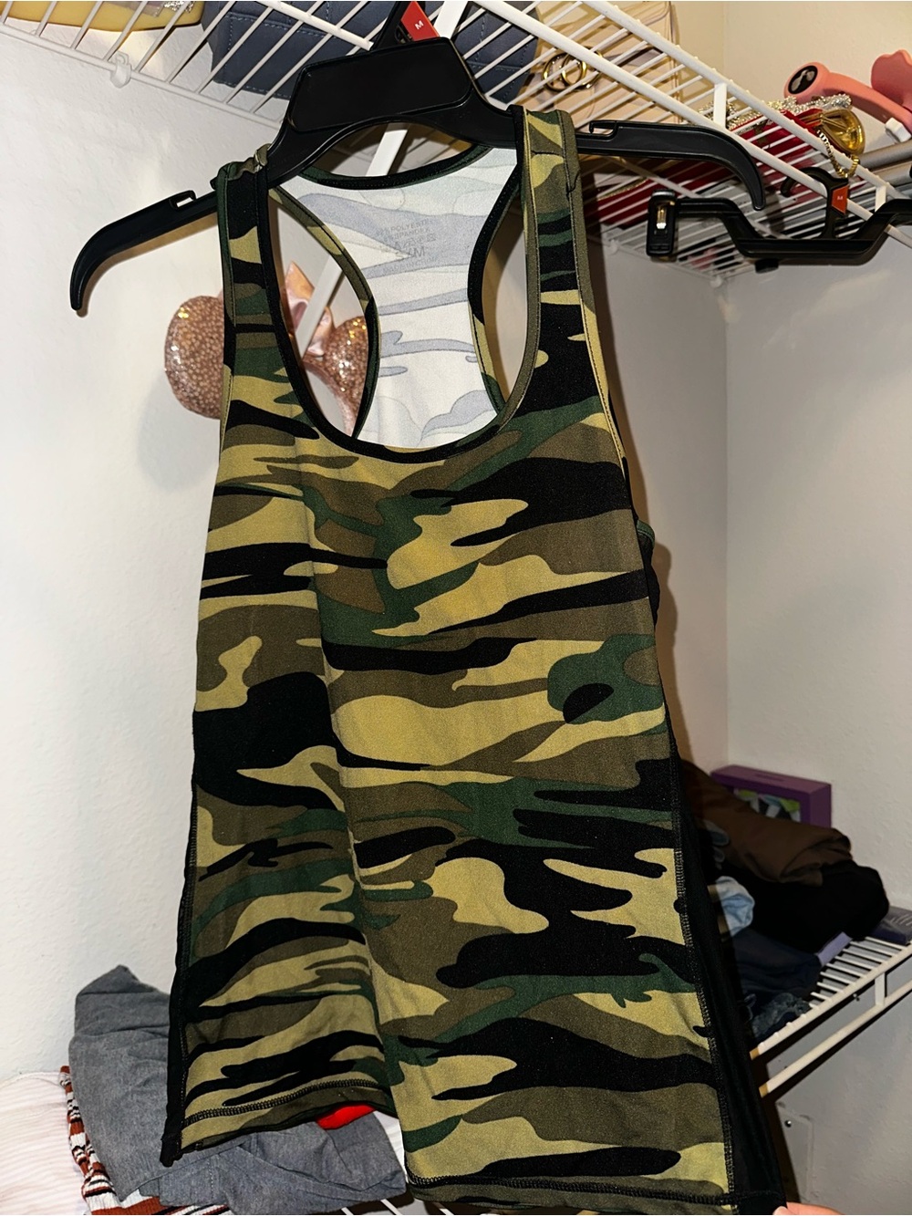 Camo Racerback Tank Top - Olive Green